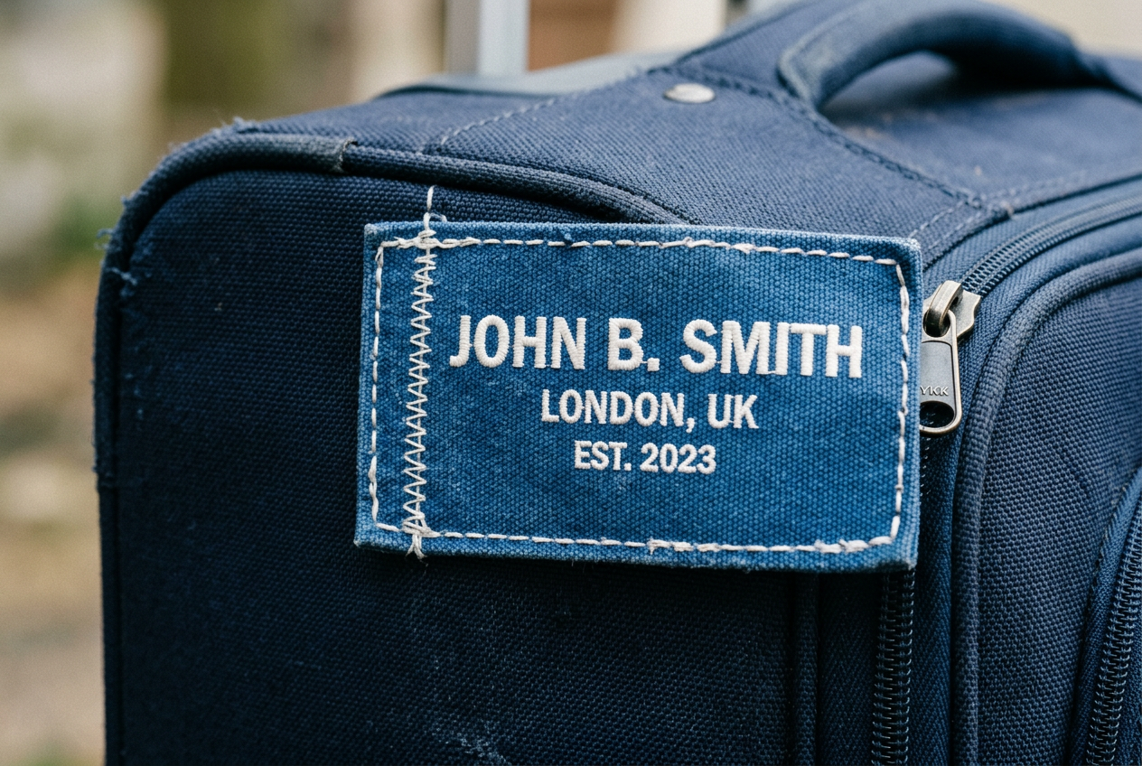 Blue Stitched Luggage Tag