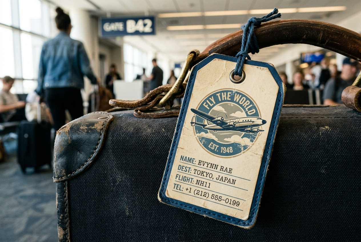 Red Leather Luggage Tag
